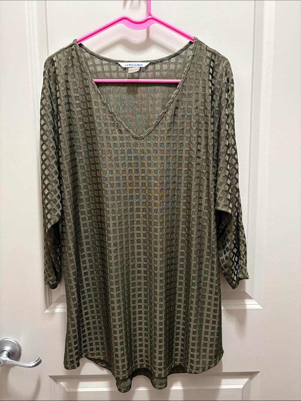 Nygard Olive Green Textured V-Neck Tunic
